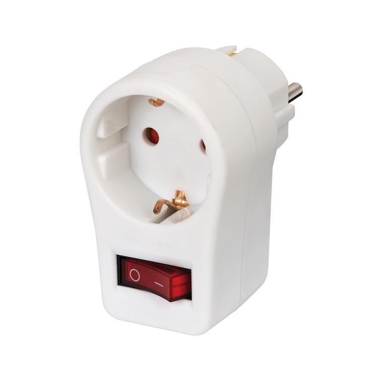 adapterstecker schutzkontakt 1er weiß