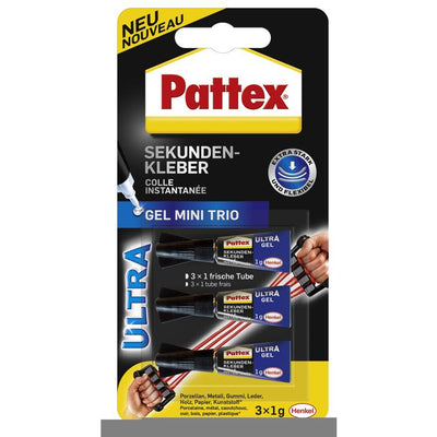 pattex sekundenkleber mini-trio gel 3x1g