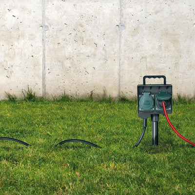 Gartensteckdose mit Erdspieß 4-fach