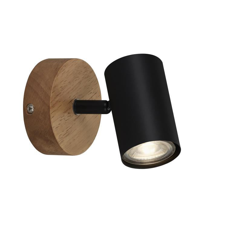 spot m.holz exkl. 1xgu10 schwarz