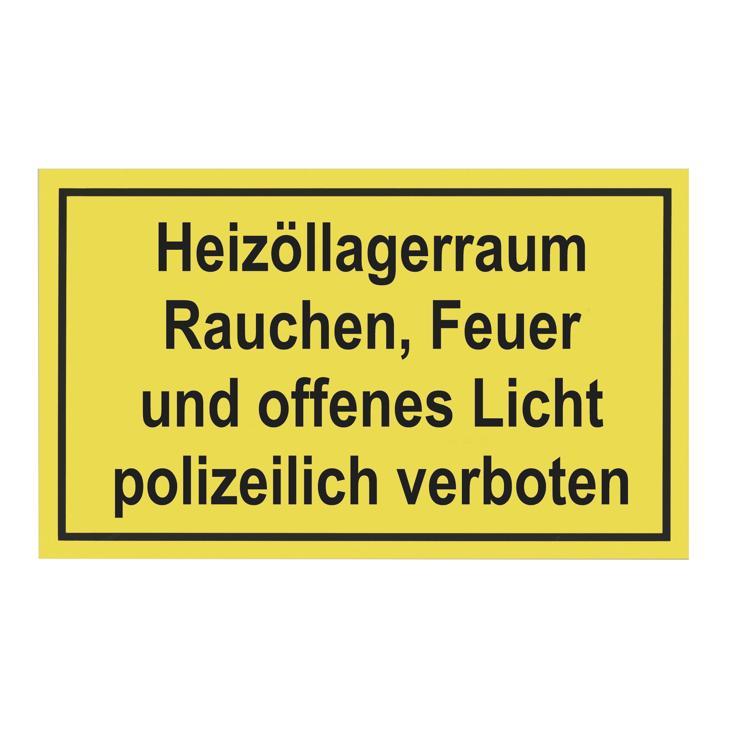 schild heizöllagerraum rauchen feuer