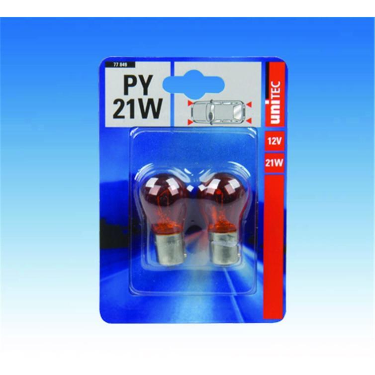 kugell. gelb unitec py21w 12volt 2stück