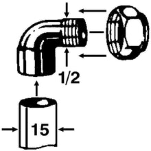 cu-winkel 90 grad 15mm x 1/2