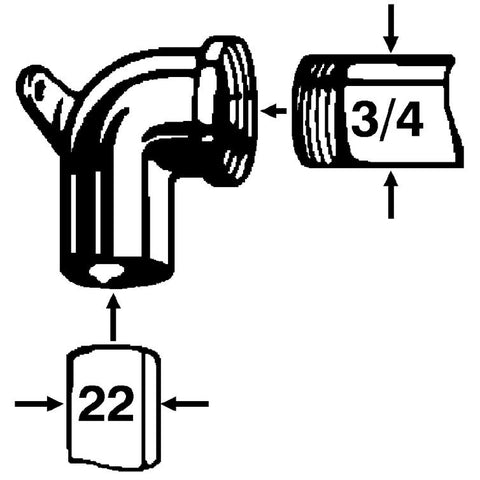 cu-wandscheibe 22 mm x r 3/4"