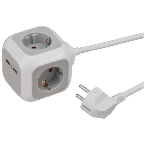 steckdosenwürfel 4fach + usb 1,4m